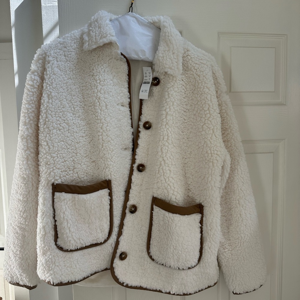 J. crew Women’s Sherpa Teddy Fleece Coat Medium NWT